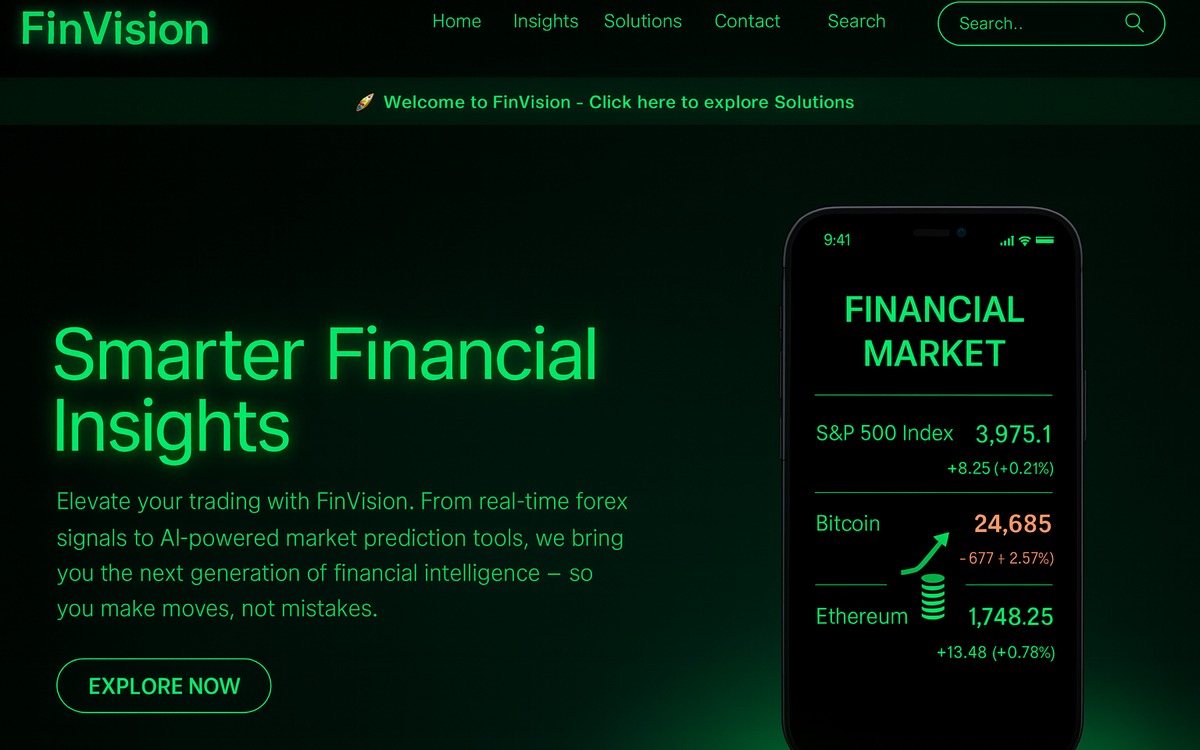 FinVision SaaS landing redesign